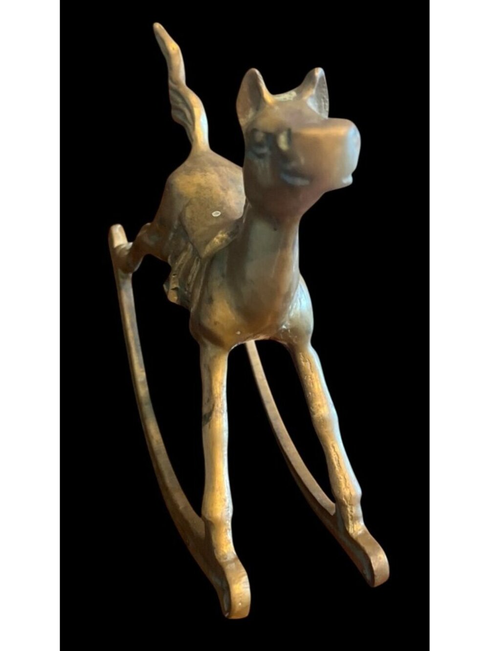 Vtg Solid Brass Rocking Horse Figurine Decorative Collectible 6" Mid-Century - Picture 3 of 6